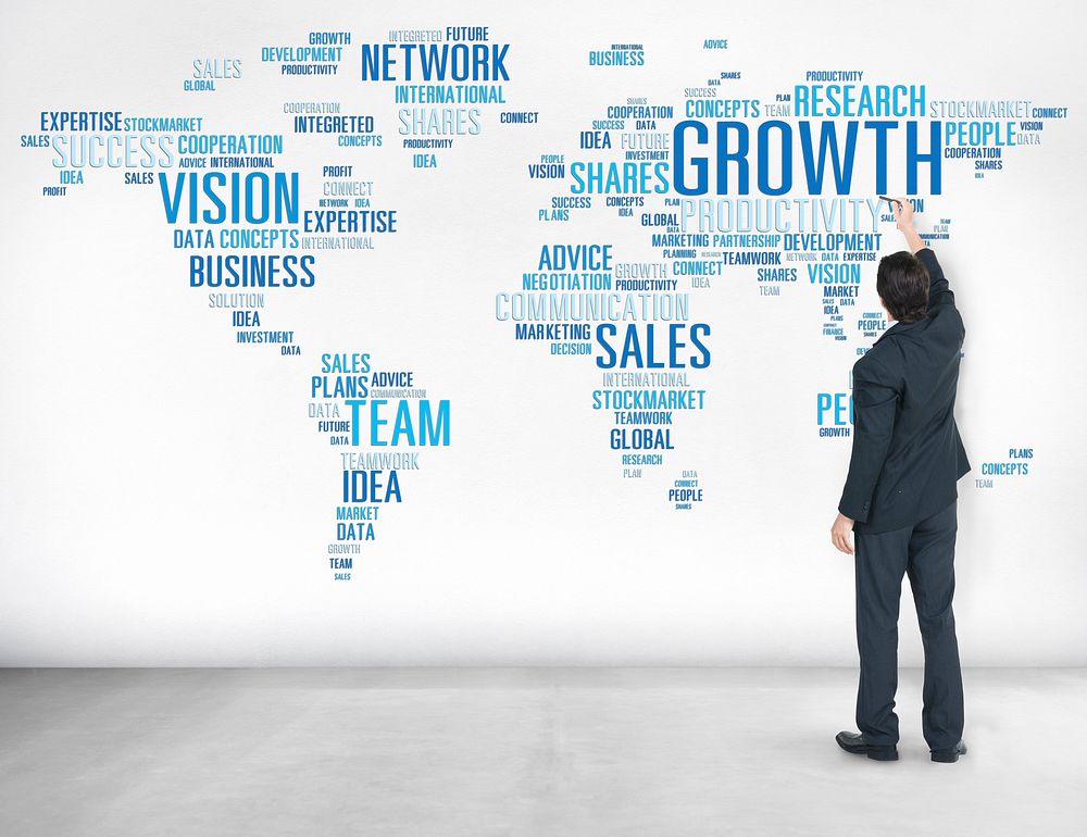 Businessman Planning Global Business Strategy Success Growth Concept