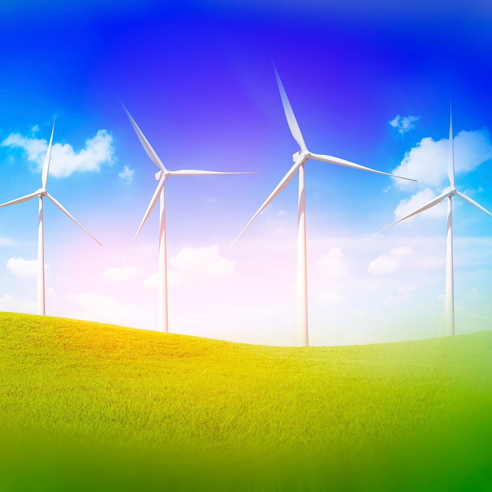 Hill Wind Turbine Green Outoors Environmetal Conservation Concept