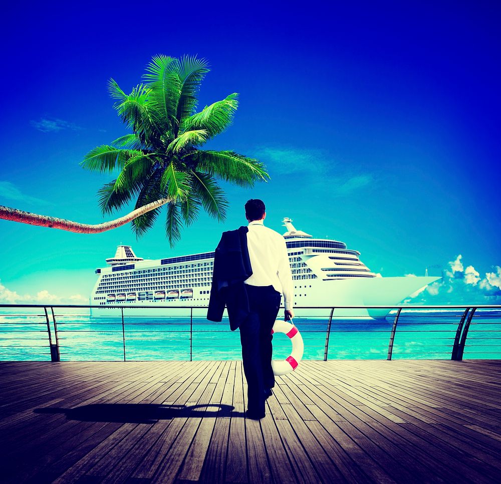 Businessman Walking Beach Freedom Relaxation Concept