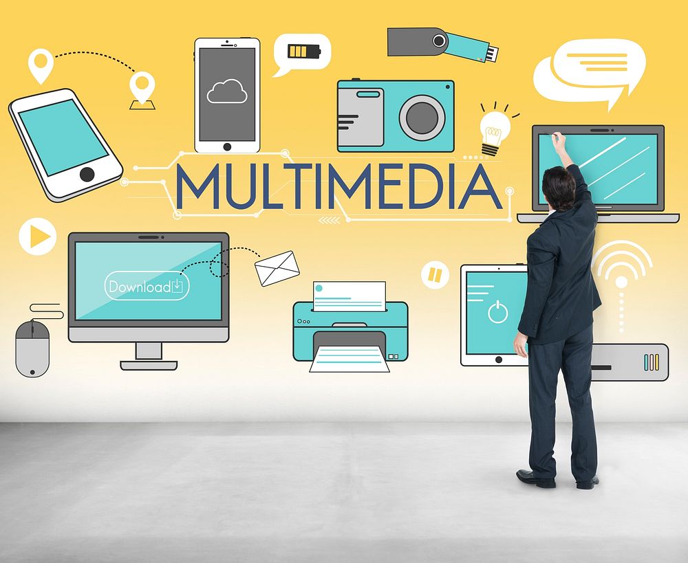 Multimedia Communication Connection Technology Devices Concept