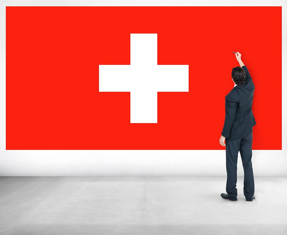 Businessman Switzerland National Flag Pride Concept