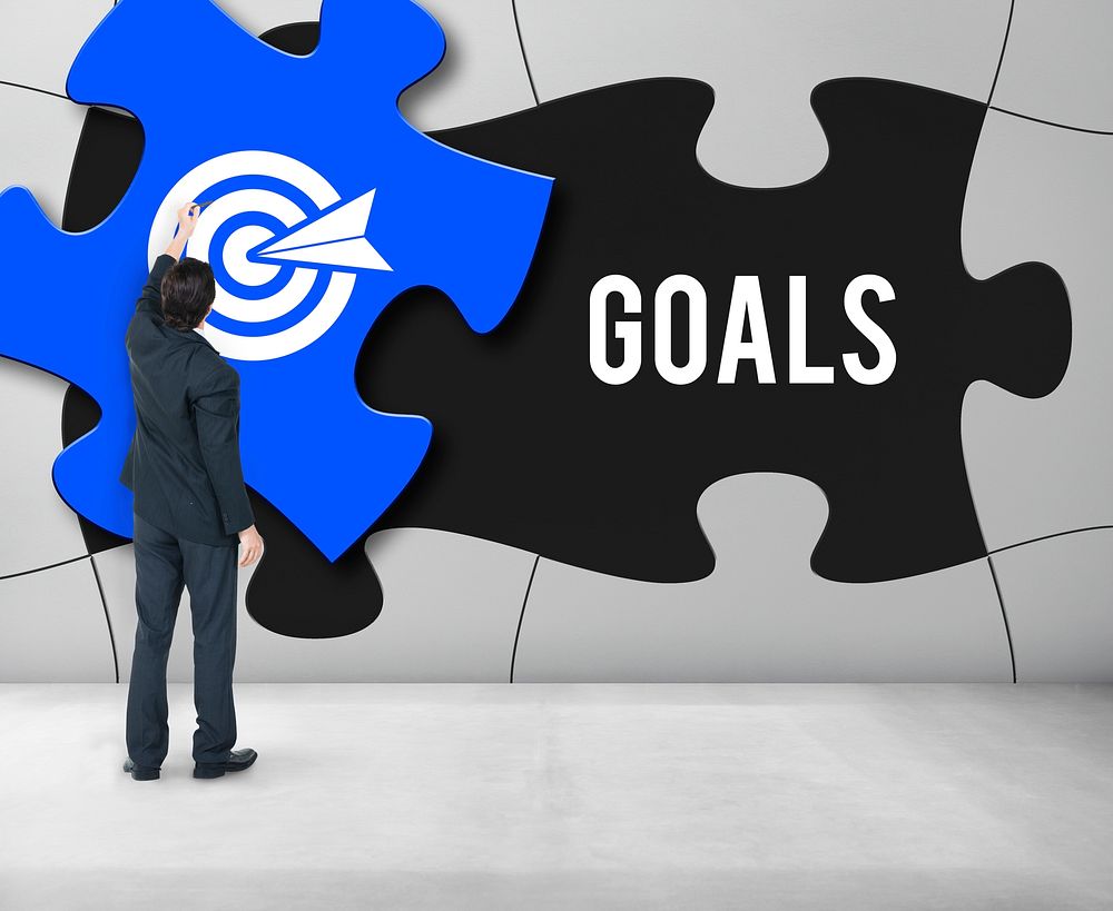 Achievement Success Goals Target Jigsaw Puzzle Concept