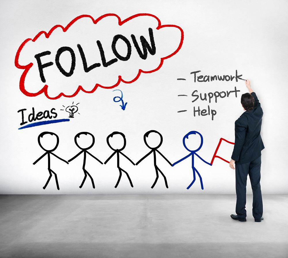 Follow Support Ideas Teamwork Social Media Concept