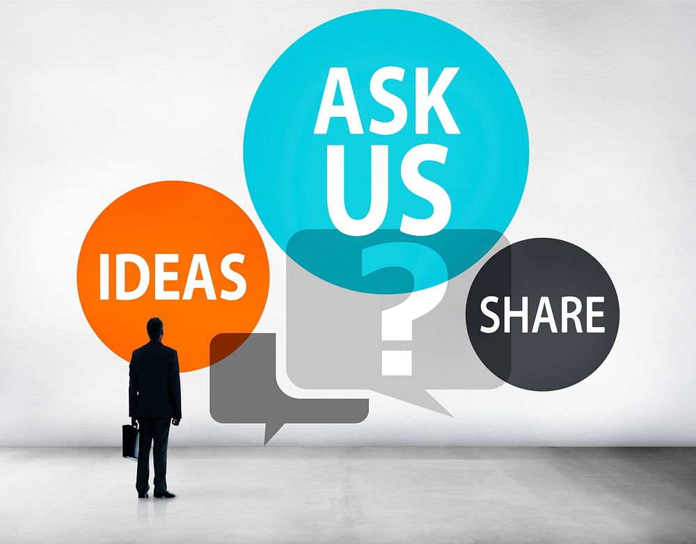 Ask us Customer Service Guidance Ideas Share Concept