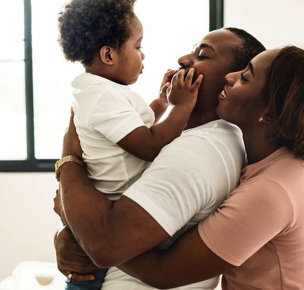 Black family enjoy precious time together happiness