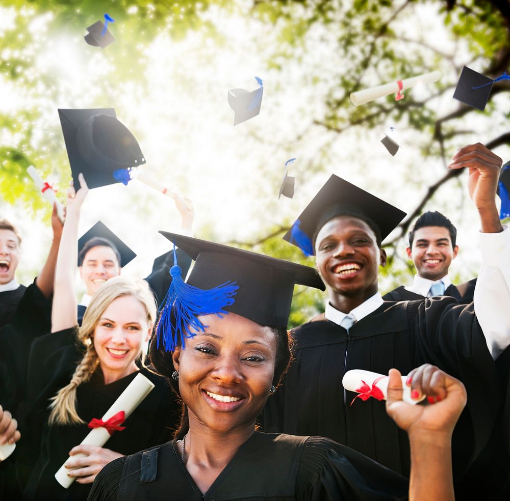 Diversity Students Graduation Success Celebration Concept