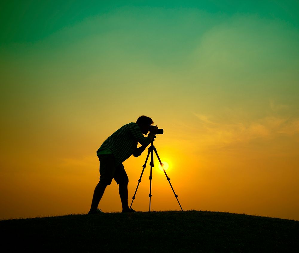 Photographer Camera Shooting Silhouette Outdoors Concept