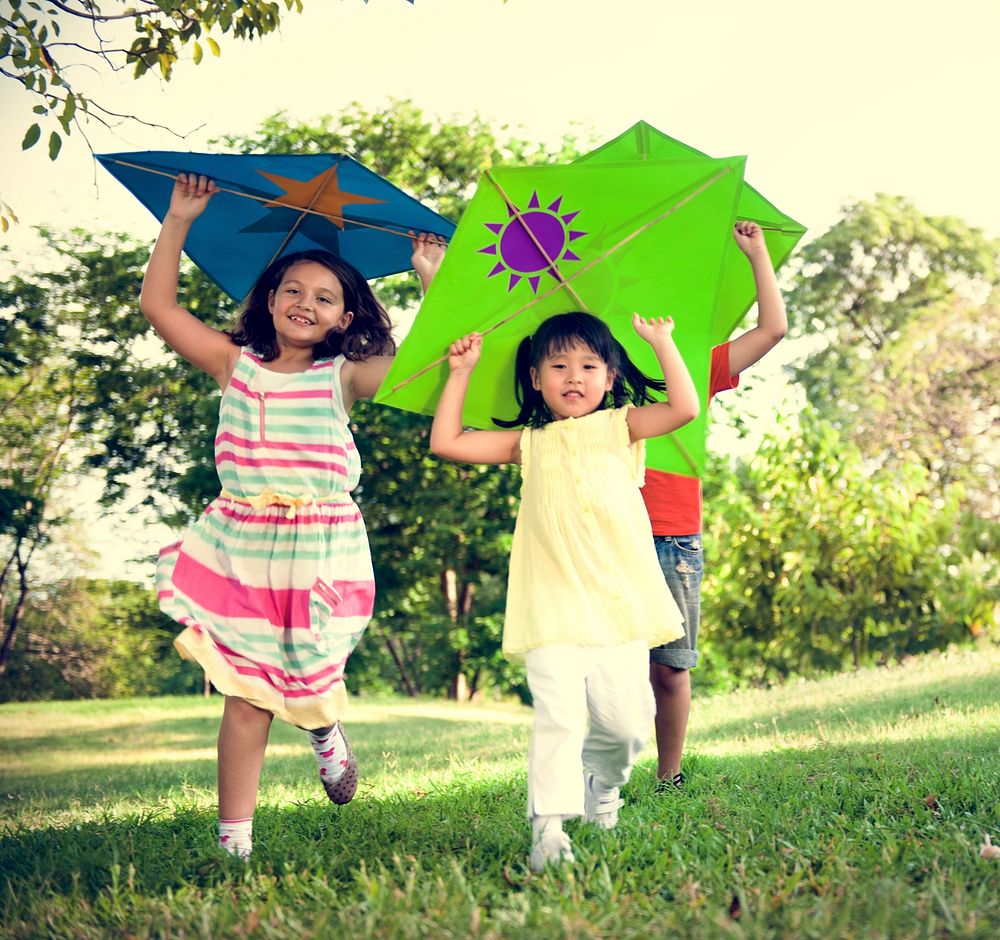 Kite Kid Child Casual Cheerful Leisure Outdoors Concept