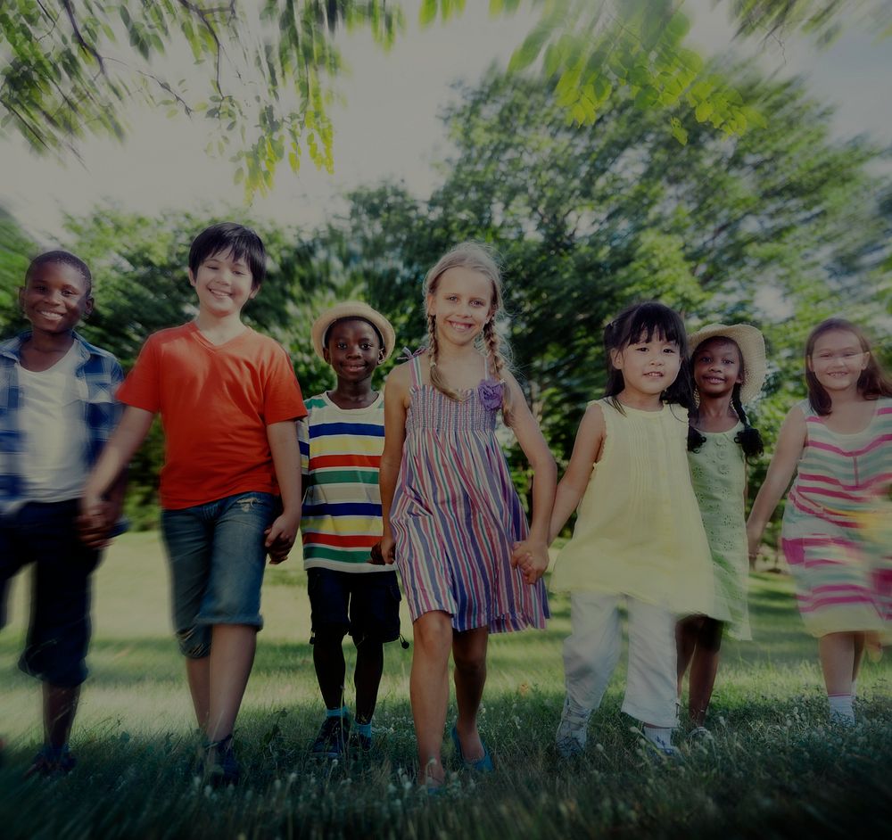 Diverse Children Friendship Playing Outdoors Concept