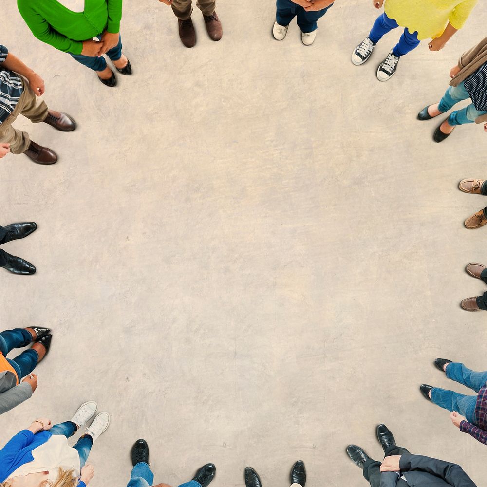 Aerial View of Multiethnic People Forming Circle Concept