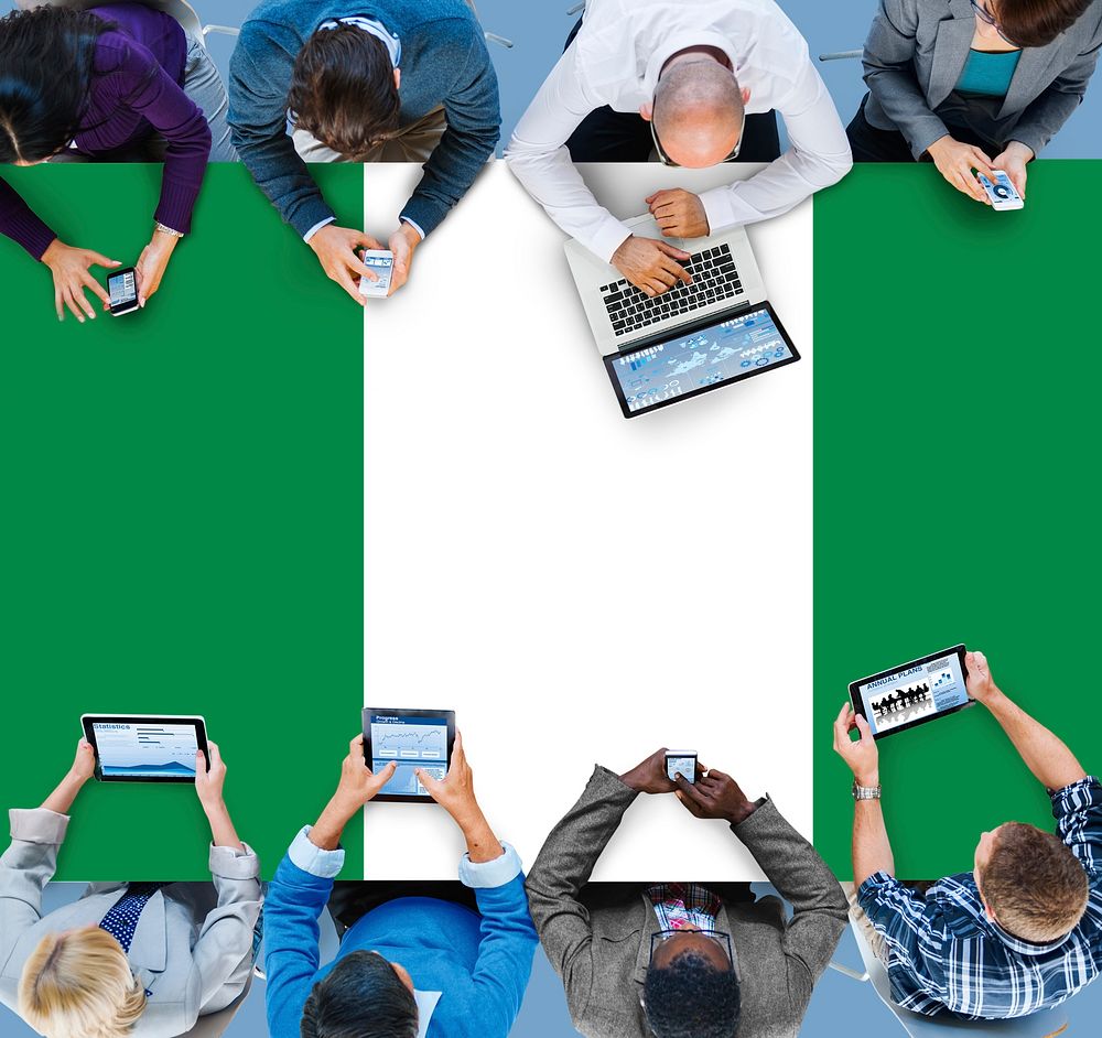 Nigeria National Flag Business Communication Connection Concept