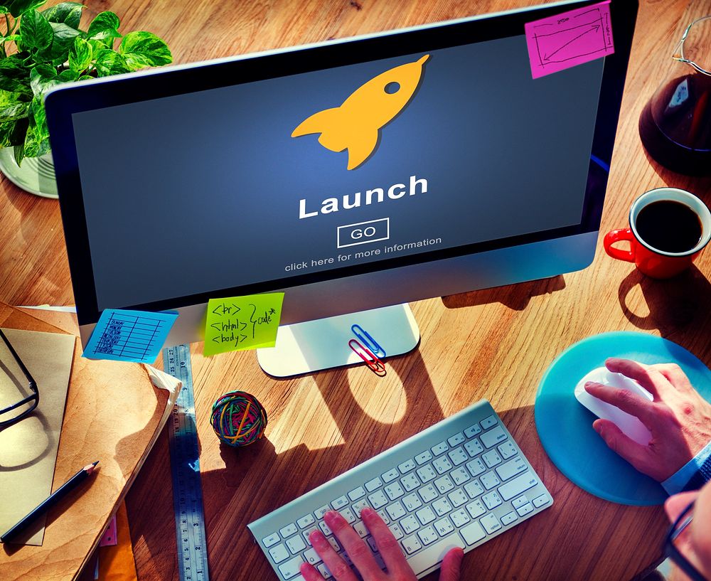 Launch Start Brand Introduce Rocket Ship Concept