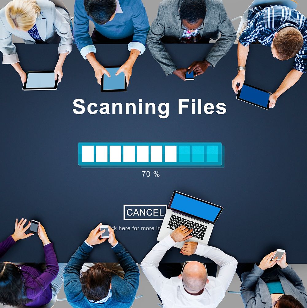 Scanning Files Searching Processing Antivirus Concept