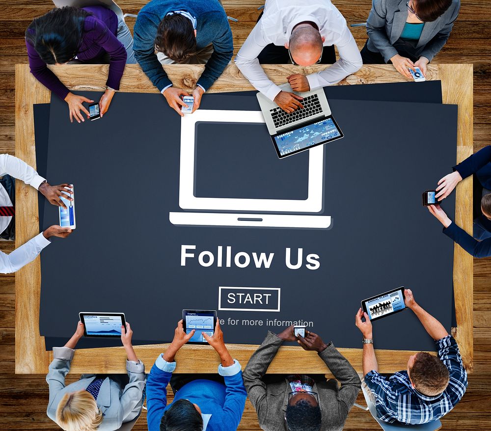 Follow Us Social Media Technology Online Website Concept