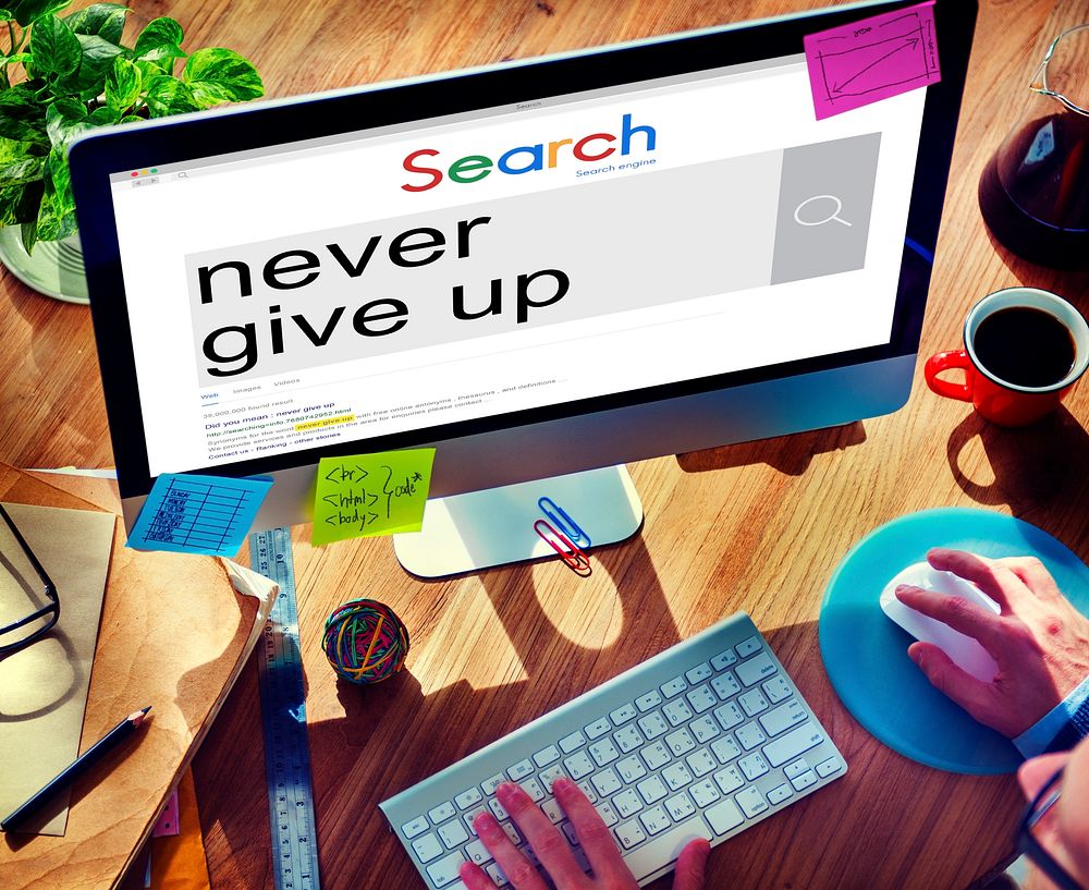 Never Give Up Keep Trying Restart Retry Concept