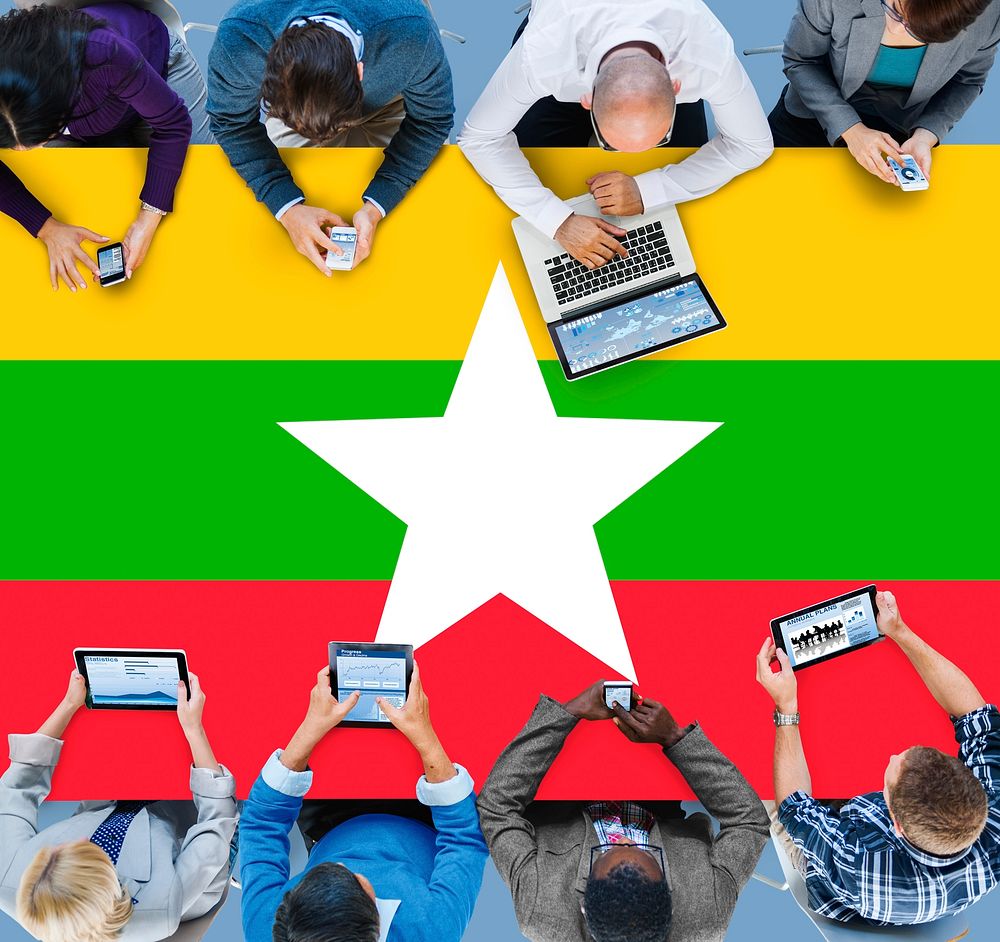 Myanmar National Flag Government Freedom LIberty Concept