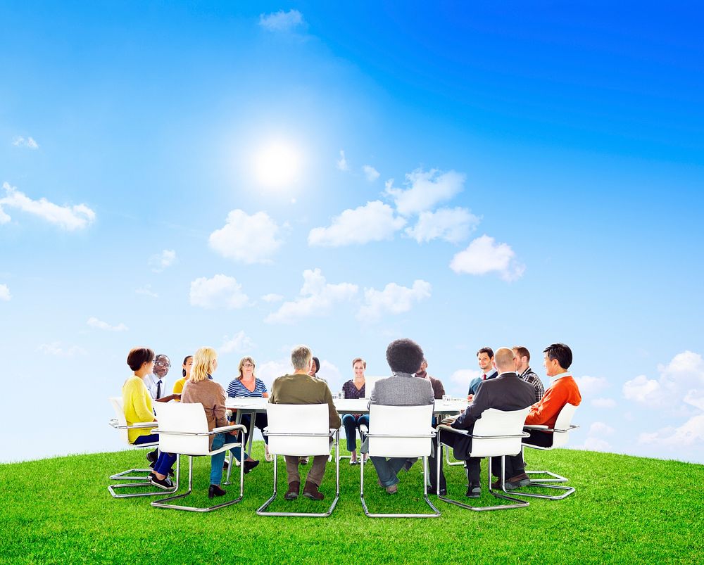Group of Multiethnic People Outdoors in a Meeting