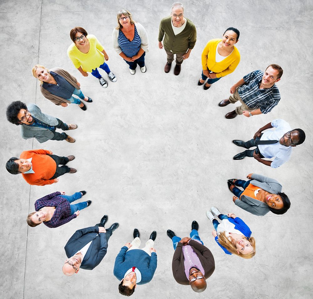 Group of Multiethnic People Forming a Circle