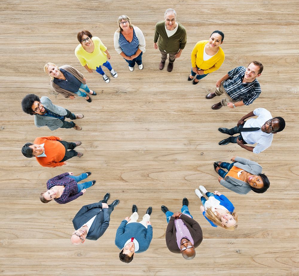 Diverse Multiethnic Colorful People Forming a Circle