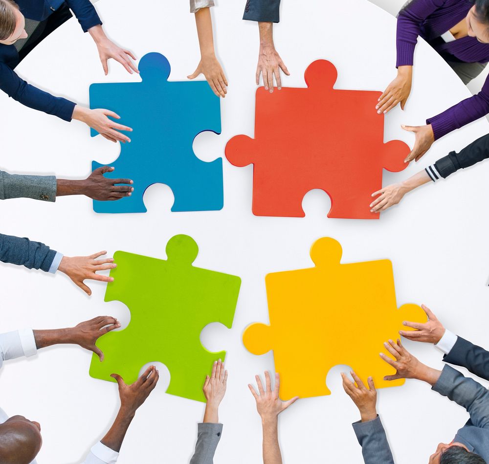 Teamwork Business Team Meeting Unity Jigsaw Puzzle Concept