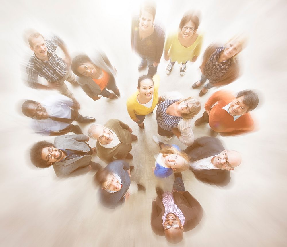 Diverse People Friendship Togetherness Happiness Aerial View Concept