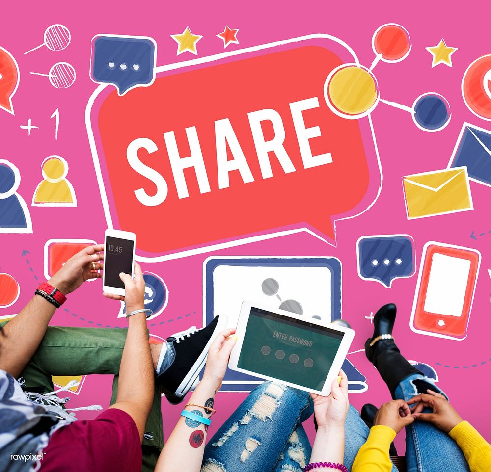 Share Sharing Portion Media Connection Feedback Concept