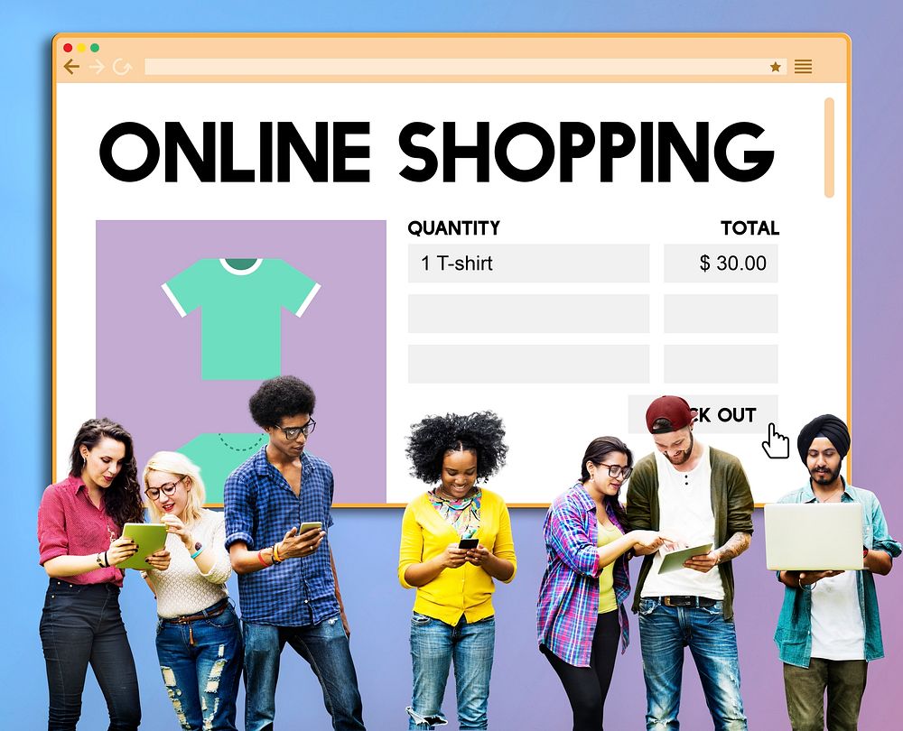 Online Shopping Buying Cart Internet Retail Digital Concept