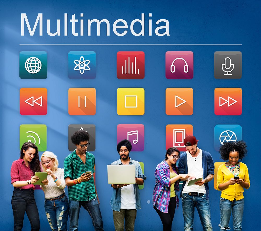 Multimedia Connection Digital Content Futuristic Concept
