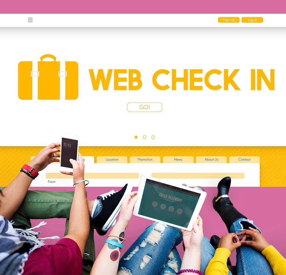Web Check In Flight Traveling Concept