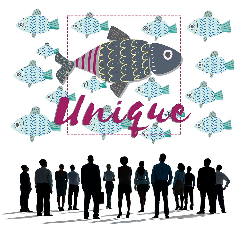 Individuality Unique Different Fish Graphic Concept