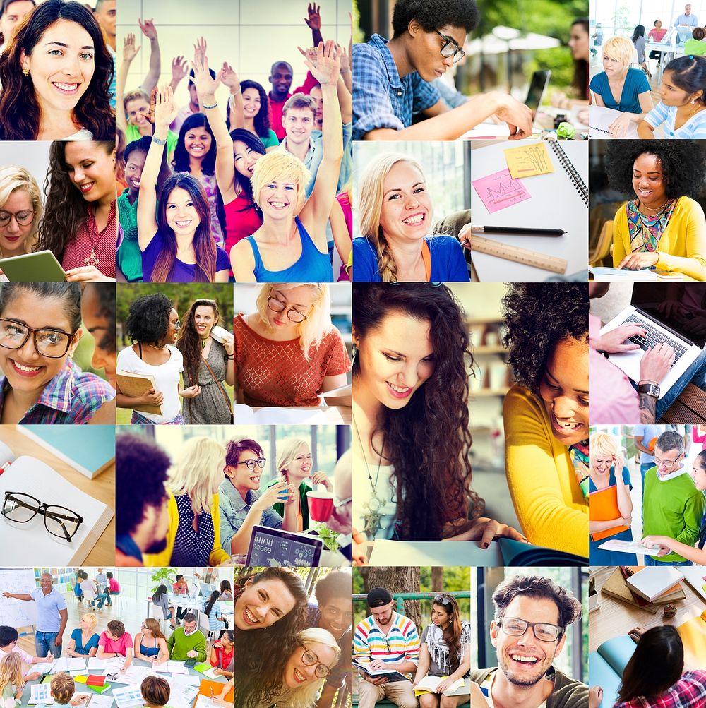 Diverse People Students Start Up Collage Concept