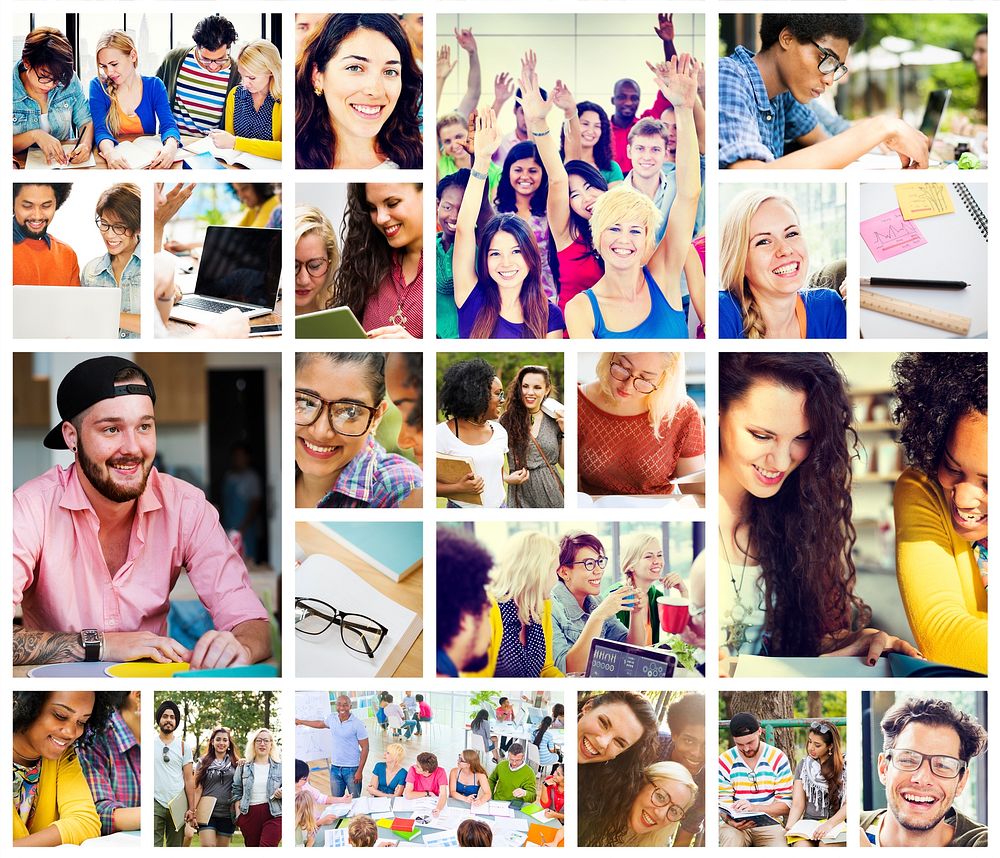 Diverse People Students Start Up Collage Concept