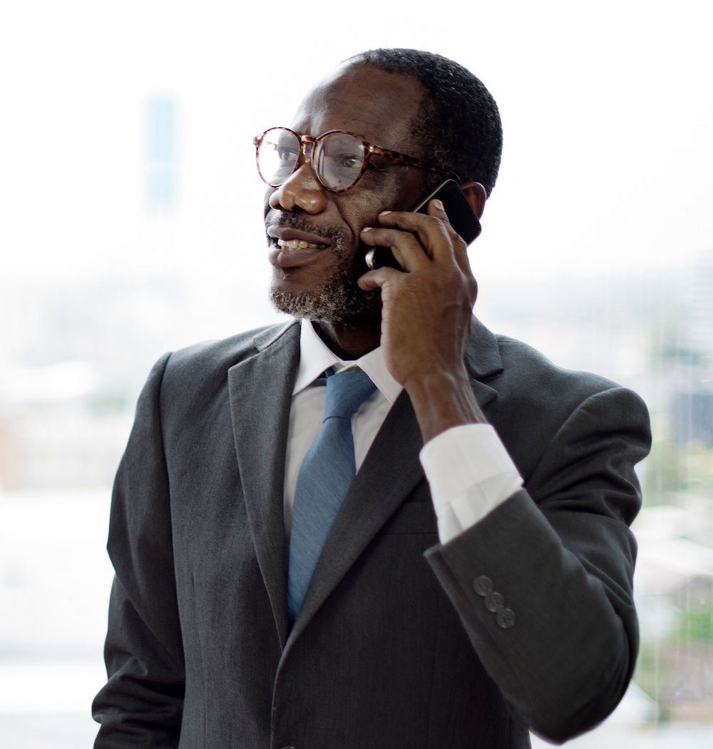 Businessman Talking Mobile Phone Business Deal Cocnept