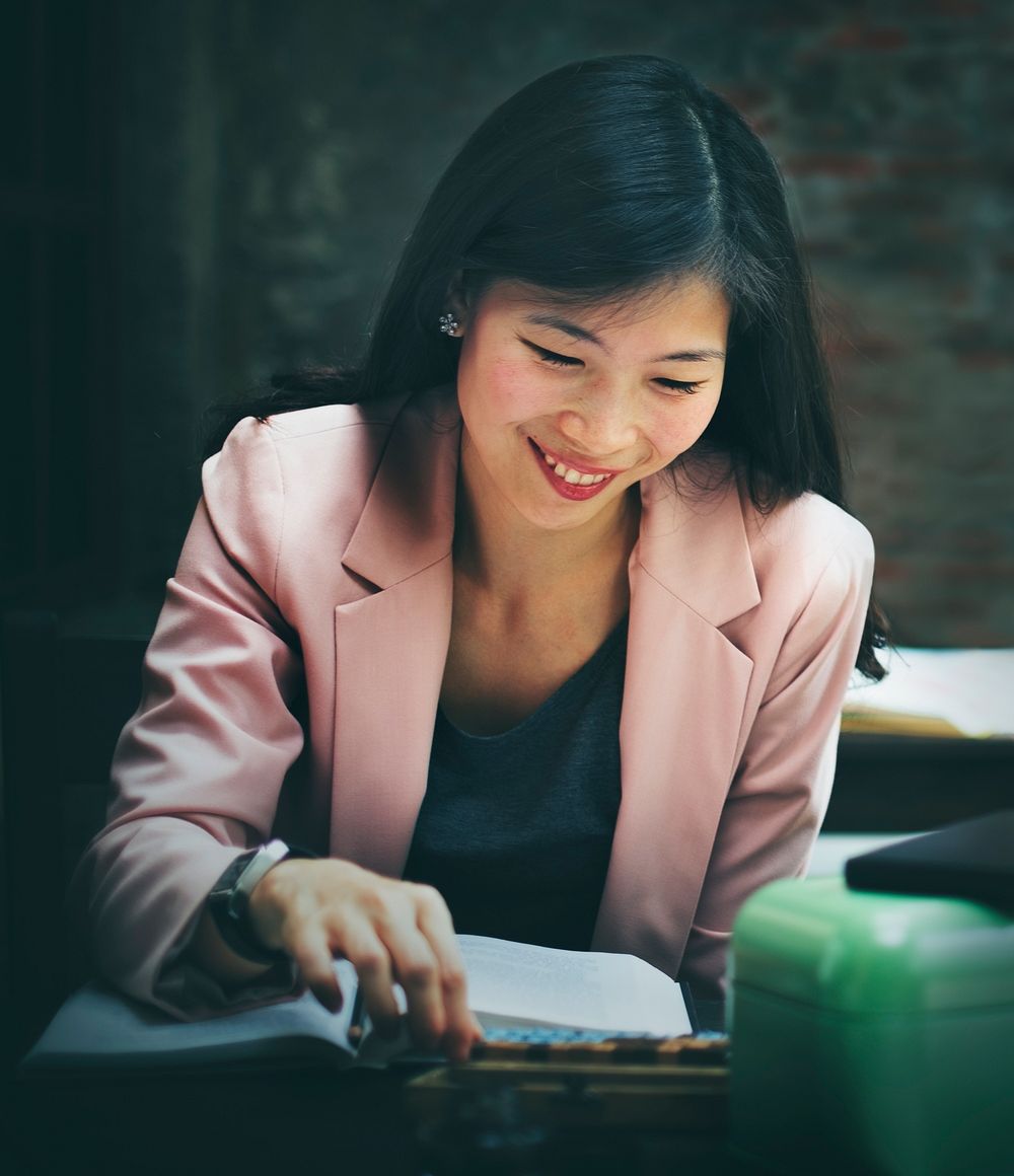 Businesswoman Secretary Reading Book Story Concept