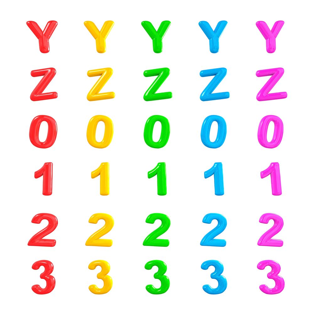 English multi coloured alphabet.