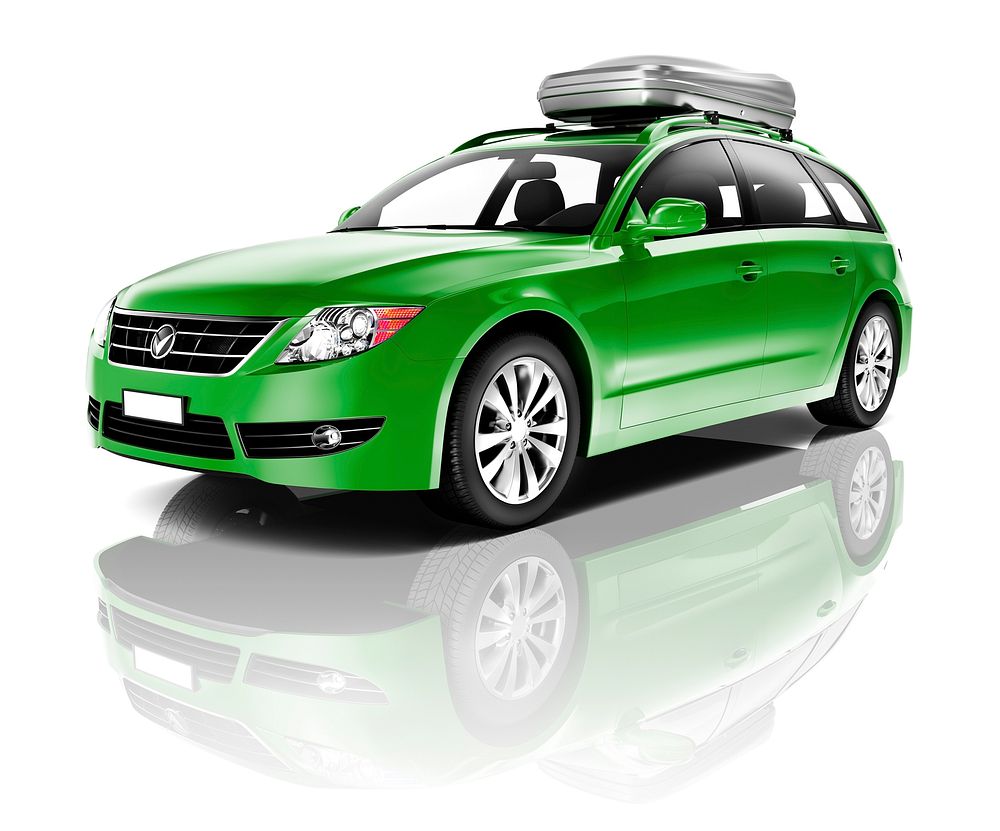 Three Dimensional Image of a Green Car