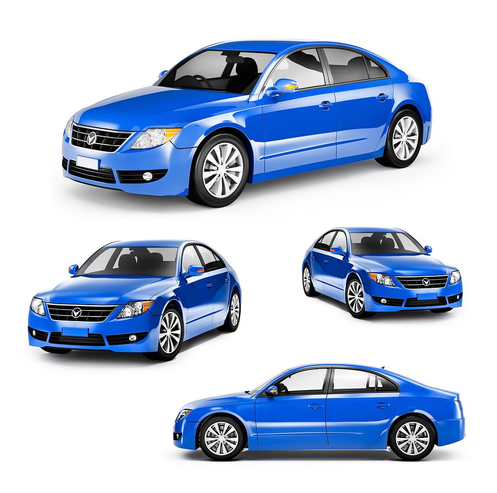 Image of a Blue Car on Different Positions