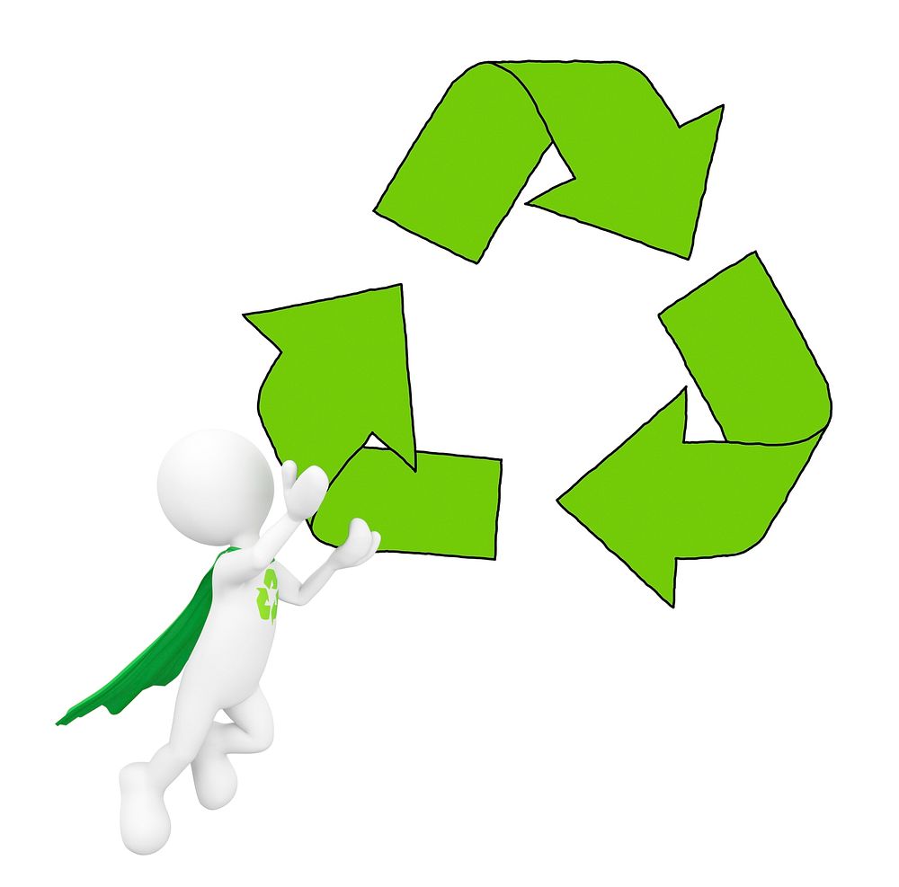 Green Superhero with Recycling Symbol