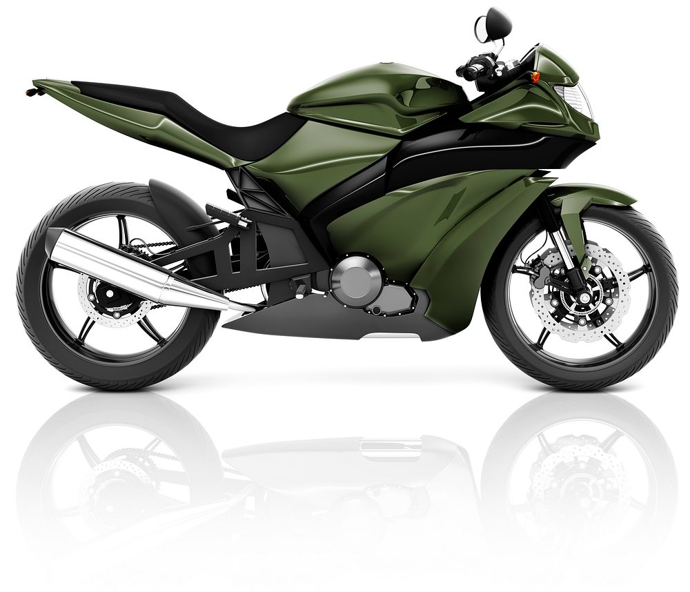 Motorcycle Motorbike Bike Riding Rider Contemporary Green Concept