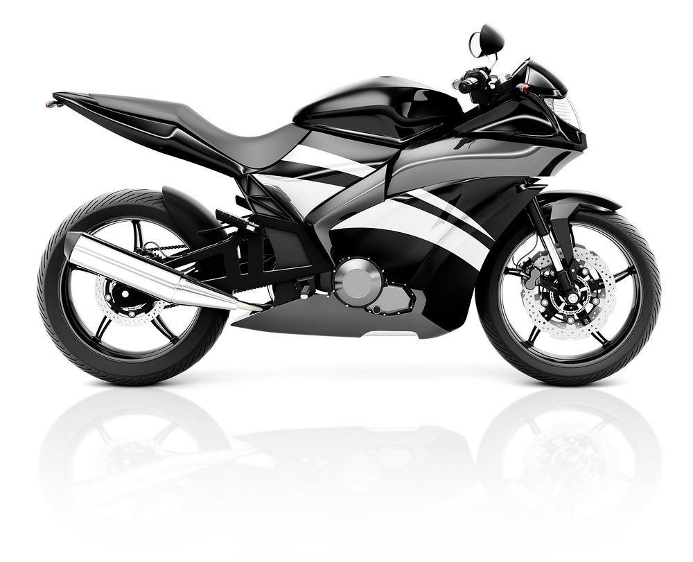 3D Image of a Black Modern Motorbike