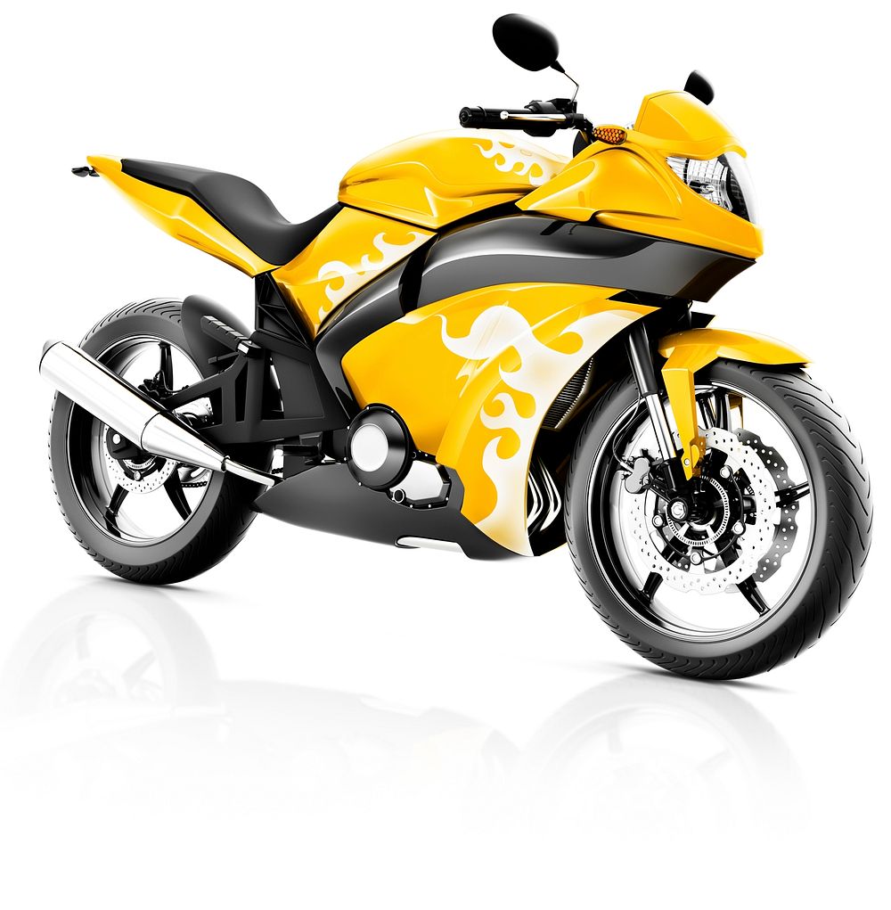 Motorcycle Motorbike Bike Riding Rider Contemporary Yellow Concept