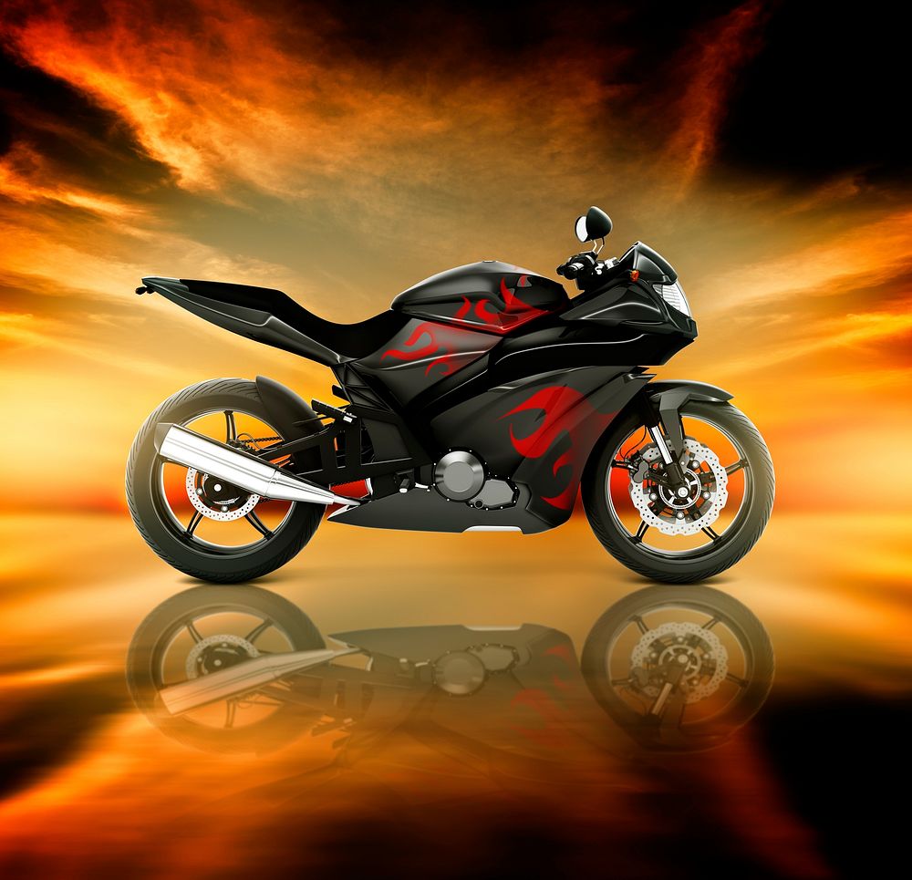 Motorcycle Motorbike Bike Riding Rider Contemporary Black Concept