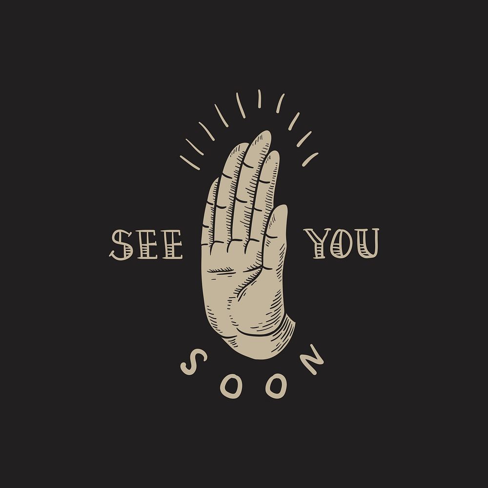 See You Soon Slogan Hand comic style vector
