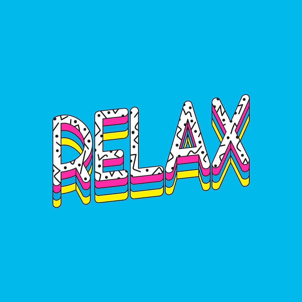 Relax typography vector on blue background
