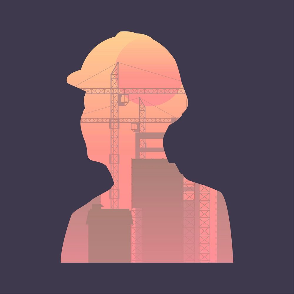 Construction site in man shape shadow graphic illustration