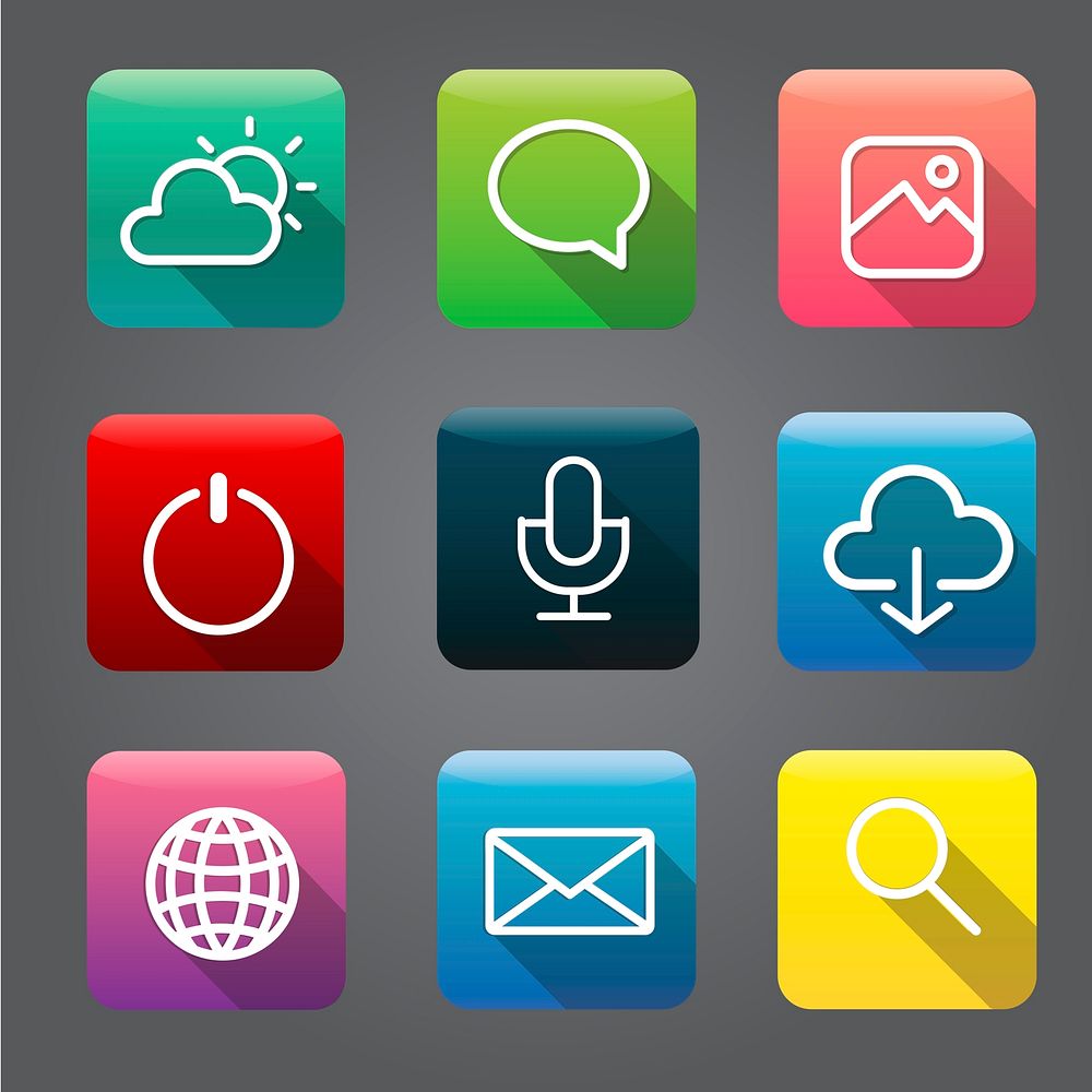 Set of mixed computer icons