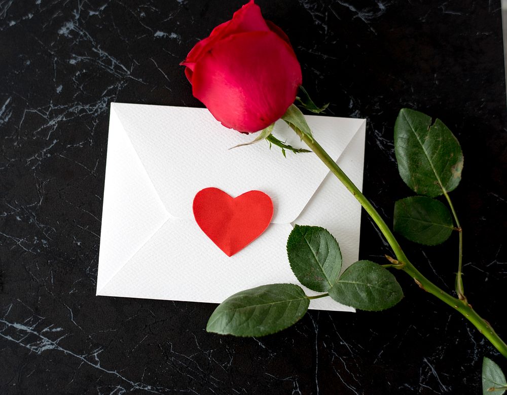 Envelope Rose Love Sign Heart