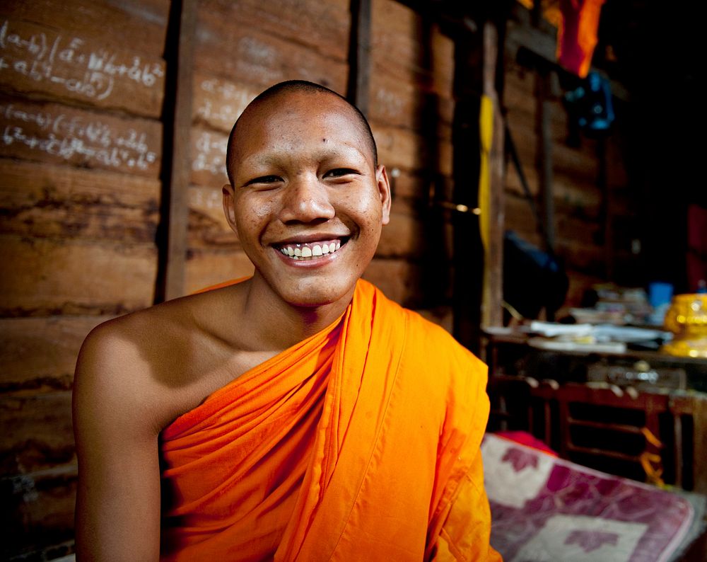 Smiling Cambodian monk.