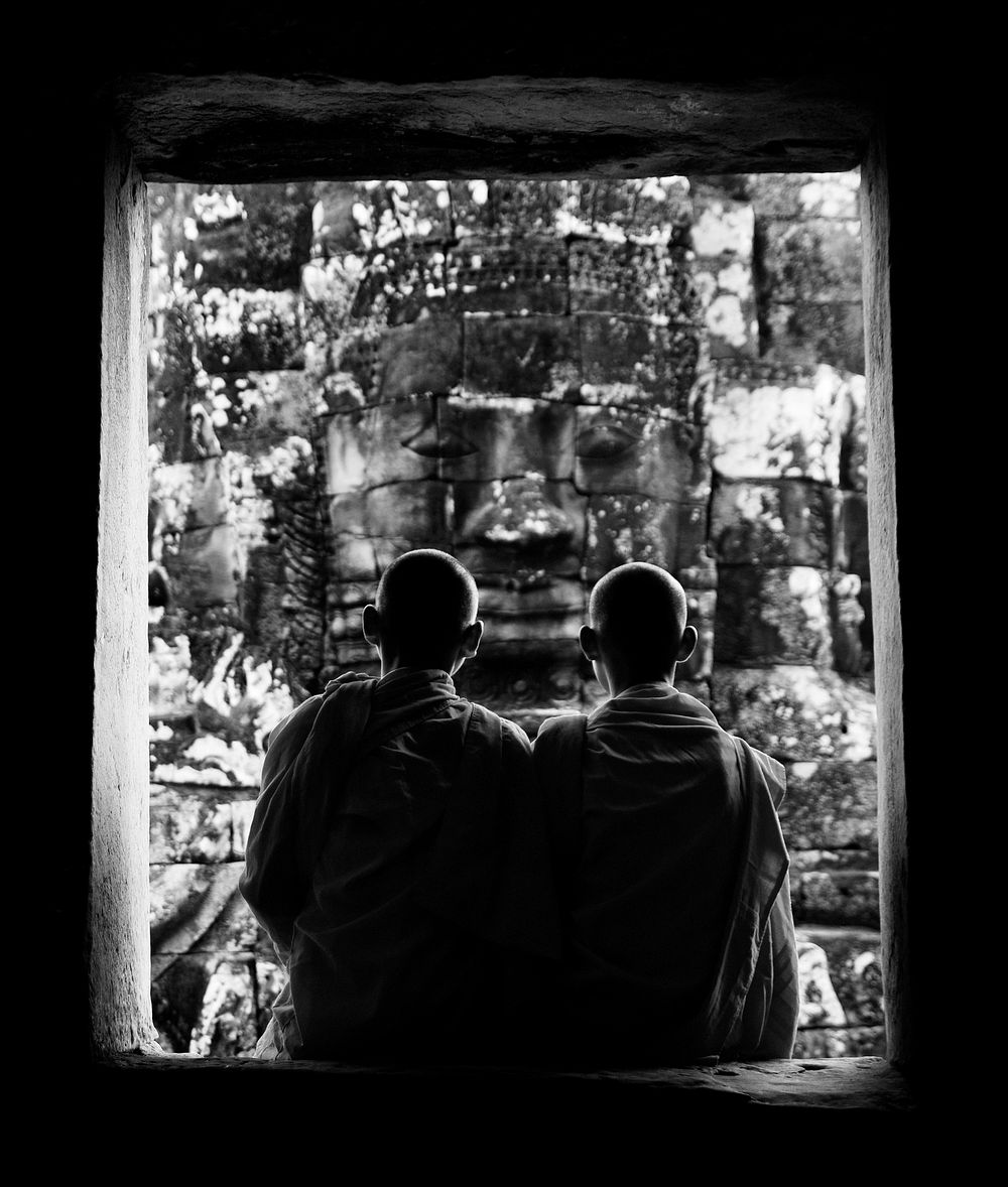 Contemplating monk, Angkor Wat, Siem Reap, Cambodia
