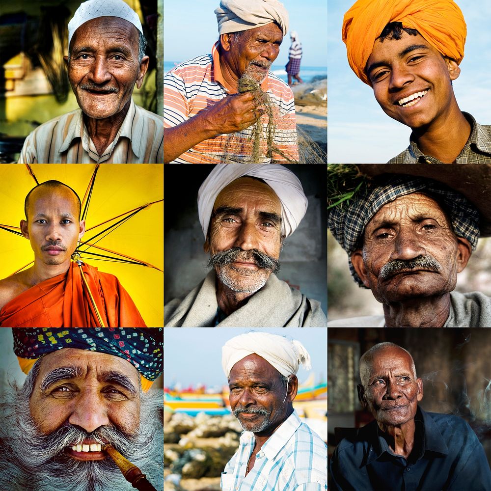 Collage of portraits of men